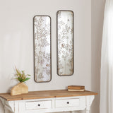 Wall mirror with bird and floral foliage print (set of 2)