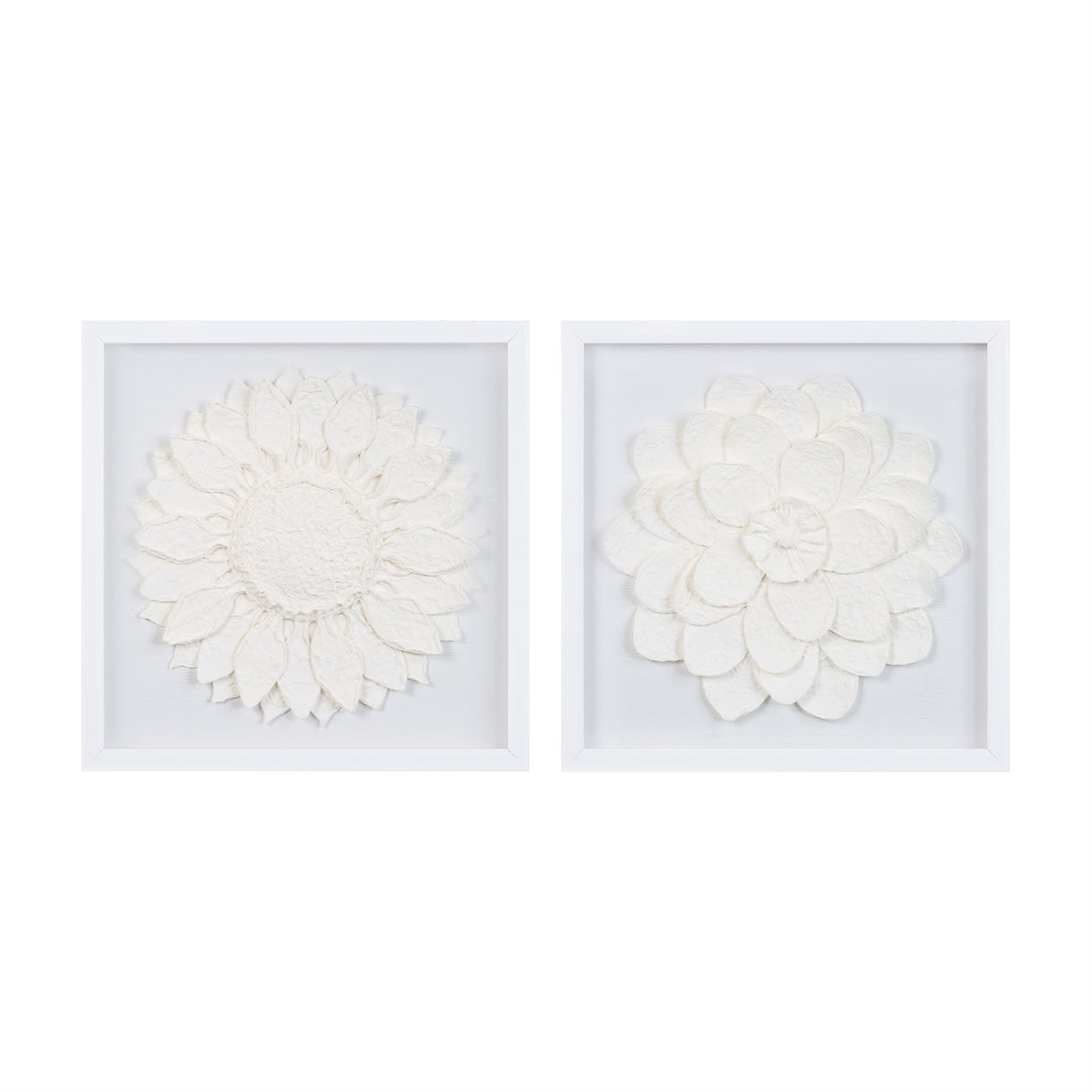 Framed floral wall plaque under glass (set of 2)