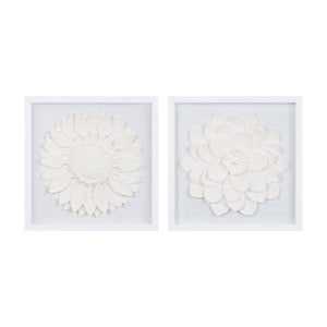 Framed floral wall plaque under glass (set of 2)