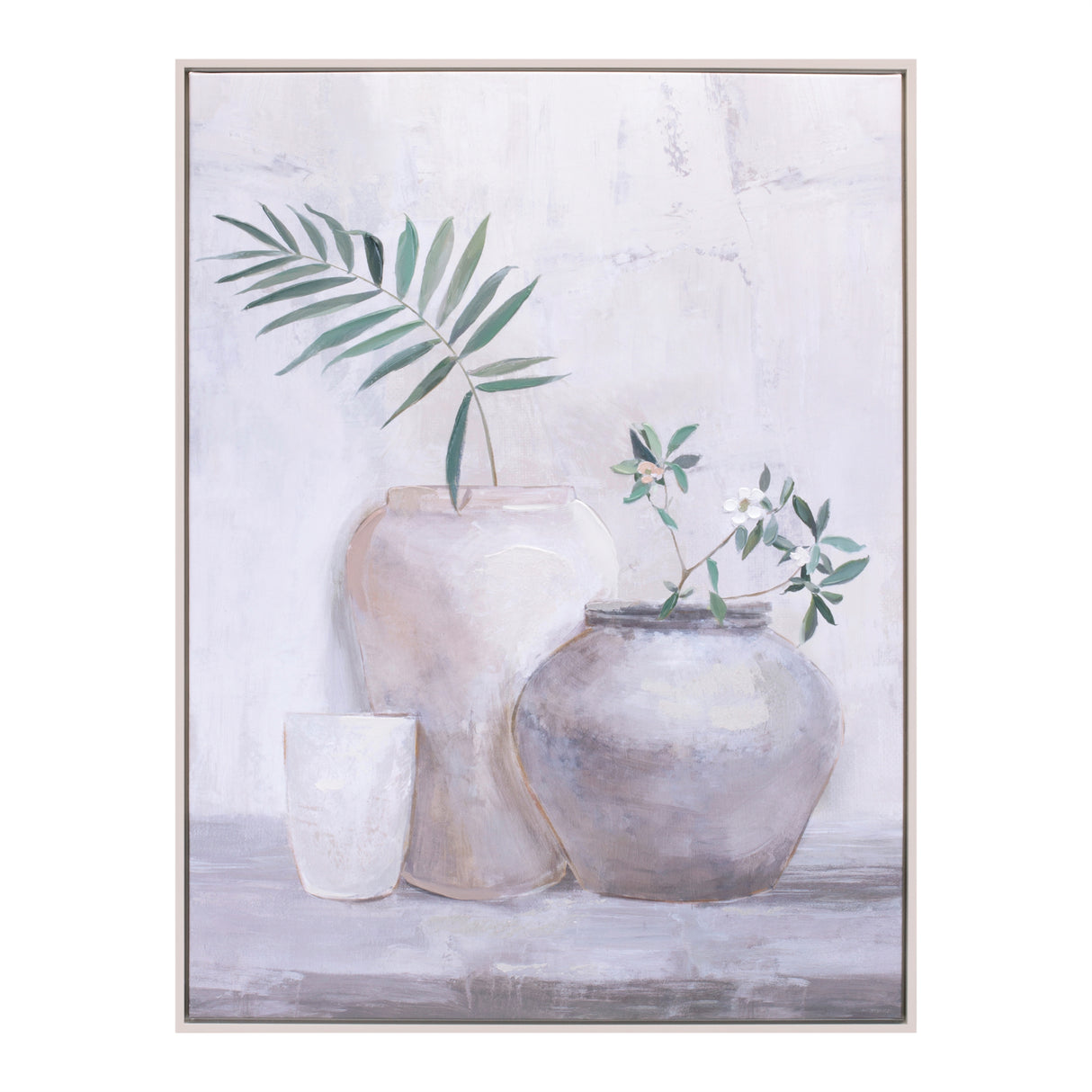 Framed foliage vase canvas wall art 32"h