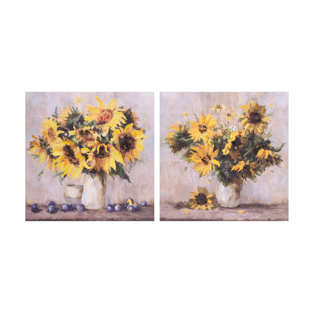 Sunflower vase canvas wall art 32"l