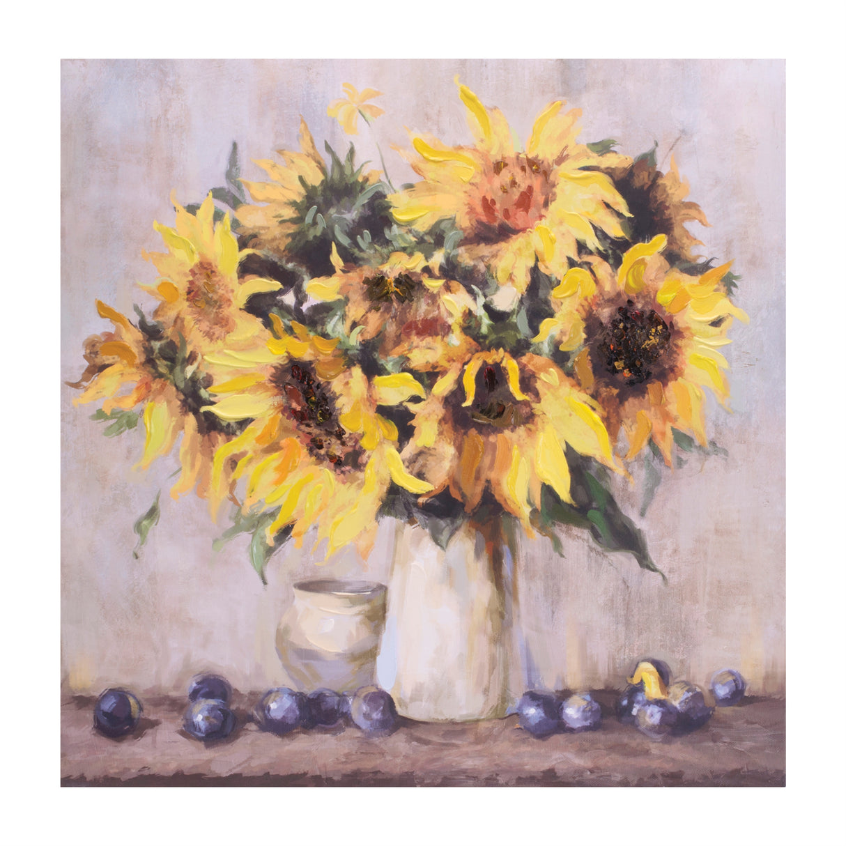 Sunflower vase canvas wall art 32"l