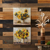 Sunflower vase canvas wall art 32"l