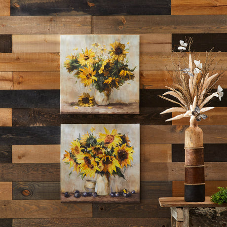 Sunflower vase canvas wall art 32"l