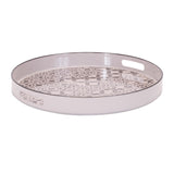 Round ornate geometric print tray 17.5"d
