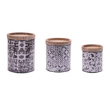 Metal-patterned-canister-with-natural-wood-lid-(set-of-3)-Decorative-Objects