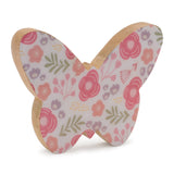 Wood floral patterned butterfly décor (set of 2)