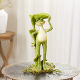 Frog Statue with Birdbath (Set of 2)