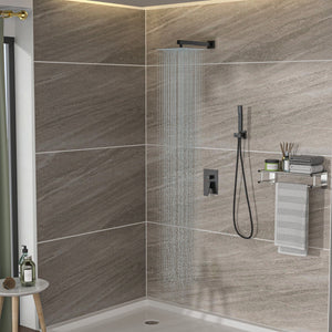 Dual Shower Head System with Rough-In Valve - Black or Pearl Silver