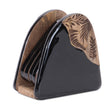 Floral-etched-wood-coaster-with-holder-(set-of-4)-Decorative-Objects
