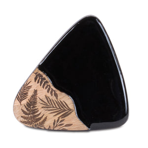Floral Etched Wood Coaster with Holder (Set of 5)