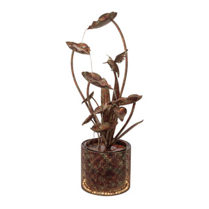 Cascading Iron Hummingbird and Leaf Fountain 42"H