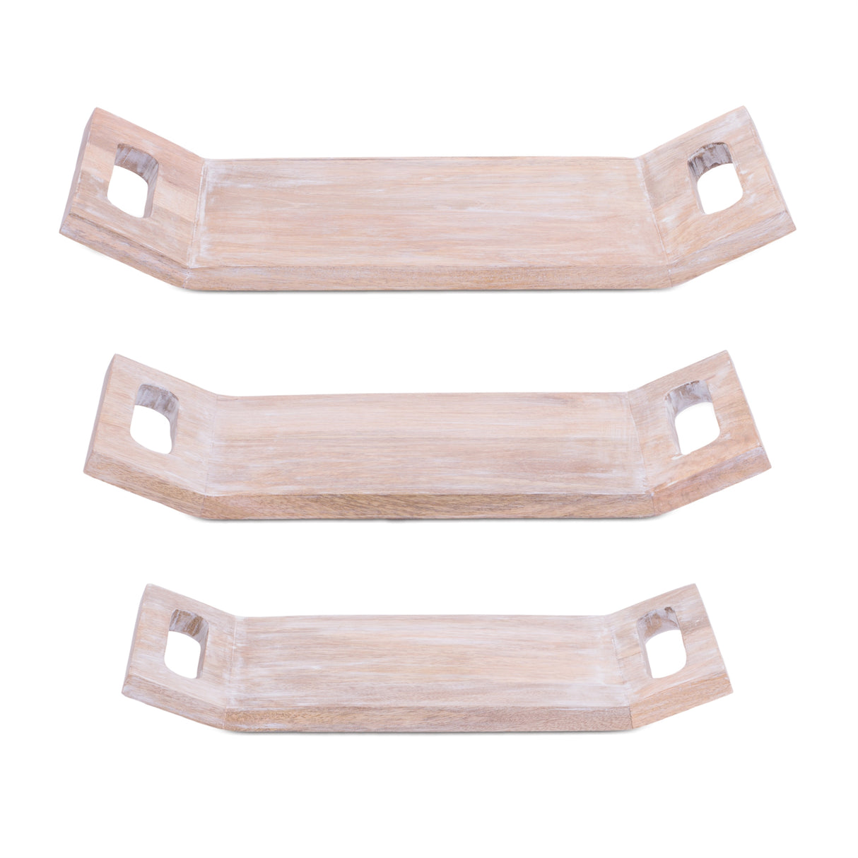 Washed mango wood tray (set of 3)