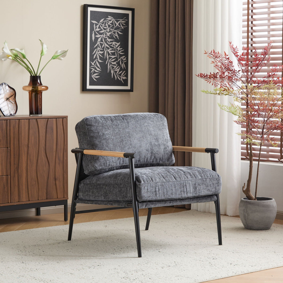 Modern Accent Chair With Cushions, Cozy Seating