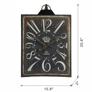 Large Vintage Rectangular Wall Clock With Numerals, Home Decor Accent Clock - White / Black