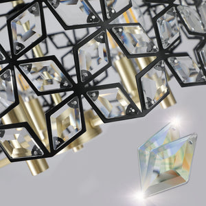 19' Geometric Crystal and BlackGold Round Pendant Chandelier