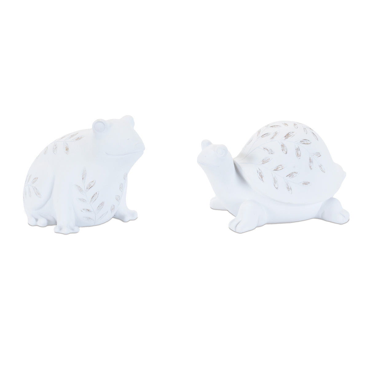 Etched frog and turtle figurine (set of 2)