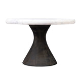 Marble pedestal tray with wood base (set of 2)