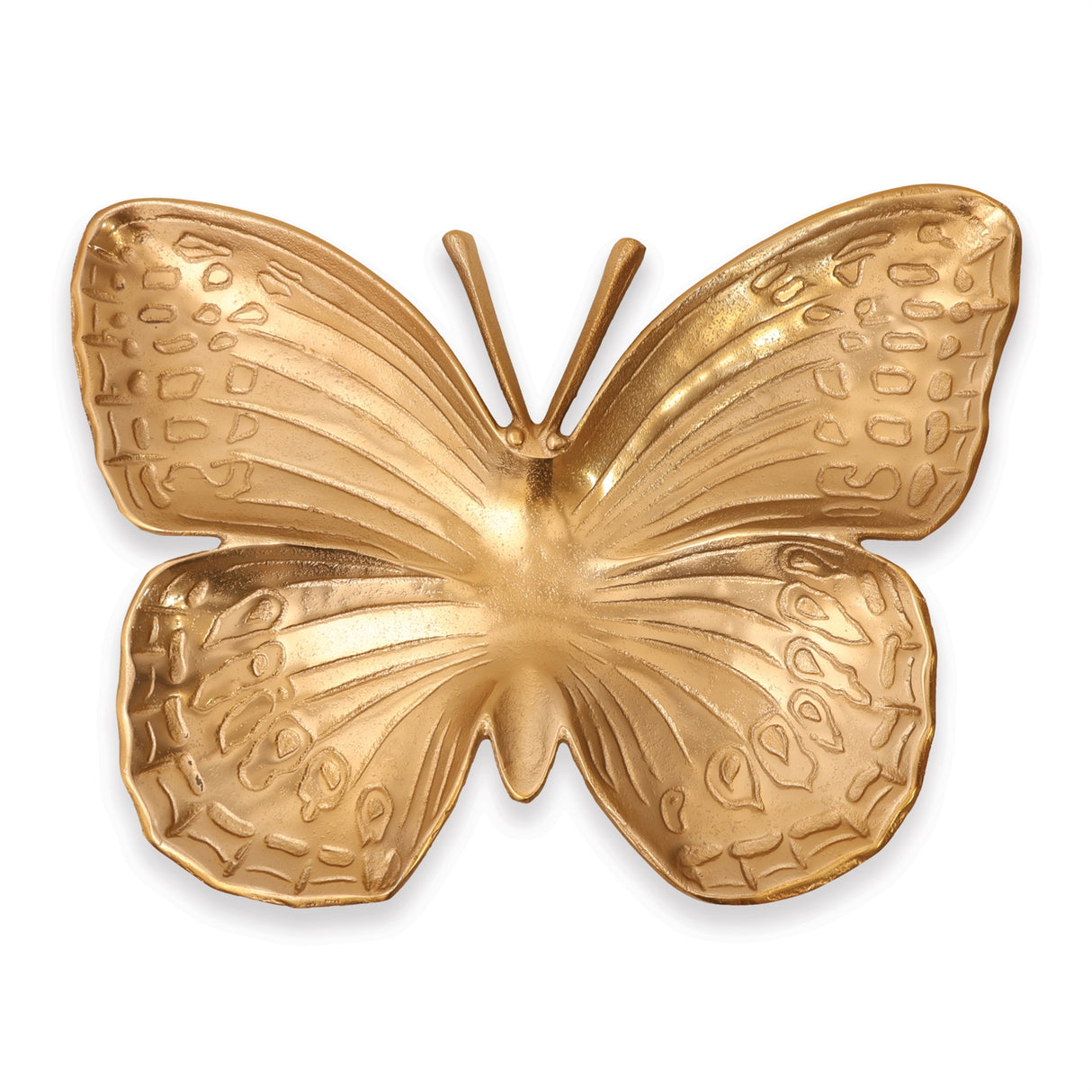 Metallic aluminum butterfly platter 23.5"l