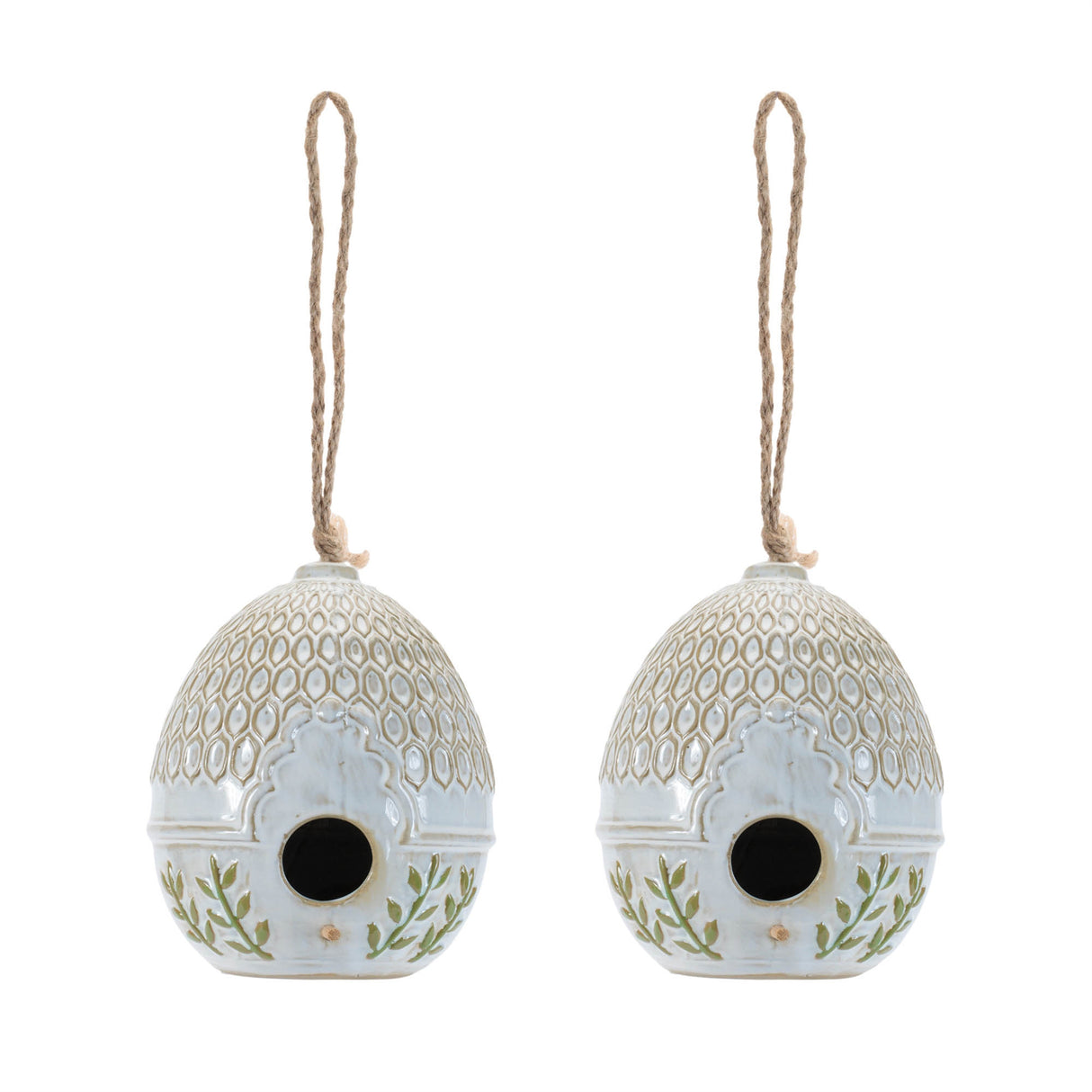 Ornate Porcelain Birdhouse (Set of 2)