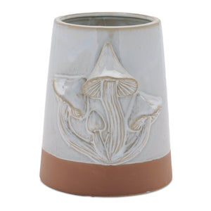 Tapered Porecelain Planter with Mushrooms (Set of 2)