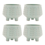 Footed Ceramic Leaf Pattern Planter (Set of 4)