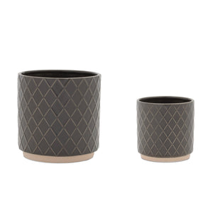 Ceramic-Diamond-Pattern-Planter-(Set-of-2)-Pots-&-Planters