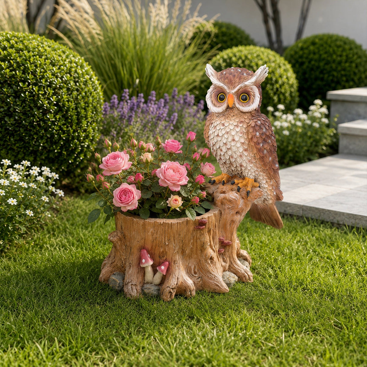 Decorative Owl Garden Planter Pot on Branch
