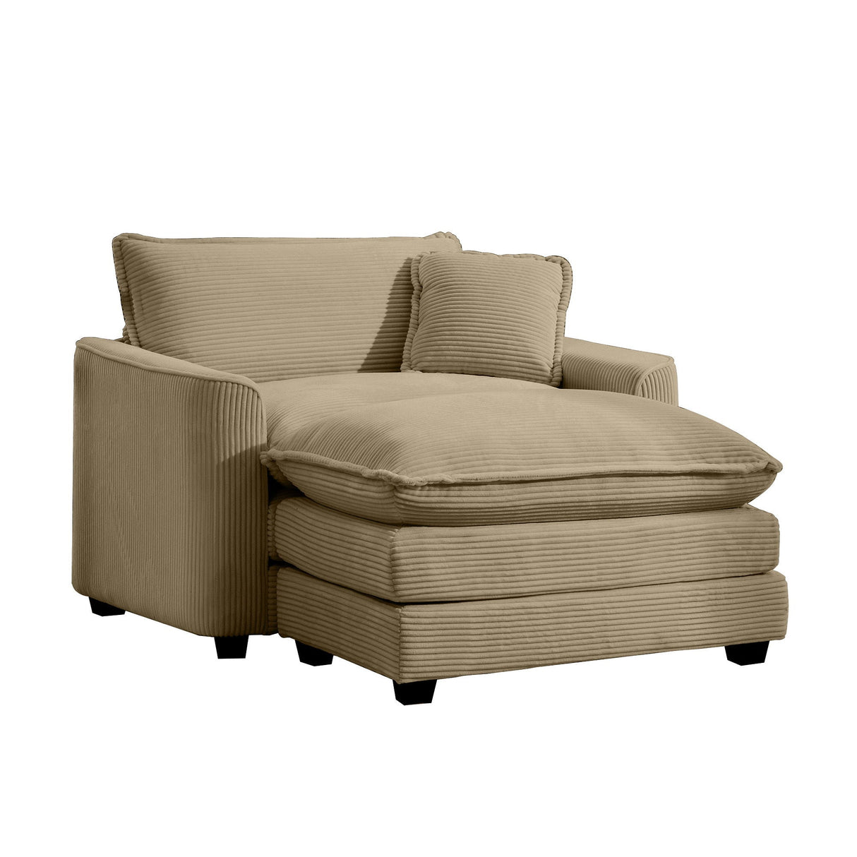 Classic Modern Comfortable Single Chair Deep Seat Sofa With Footstool