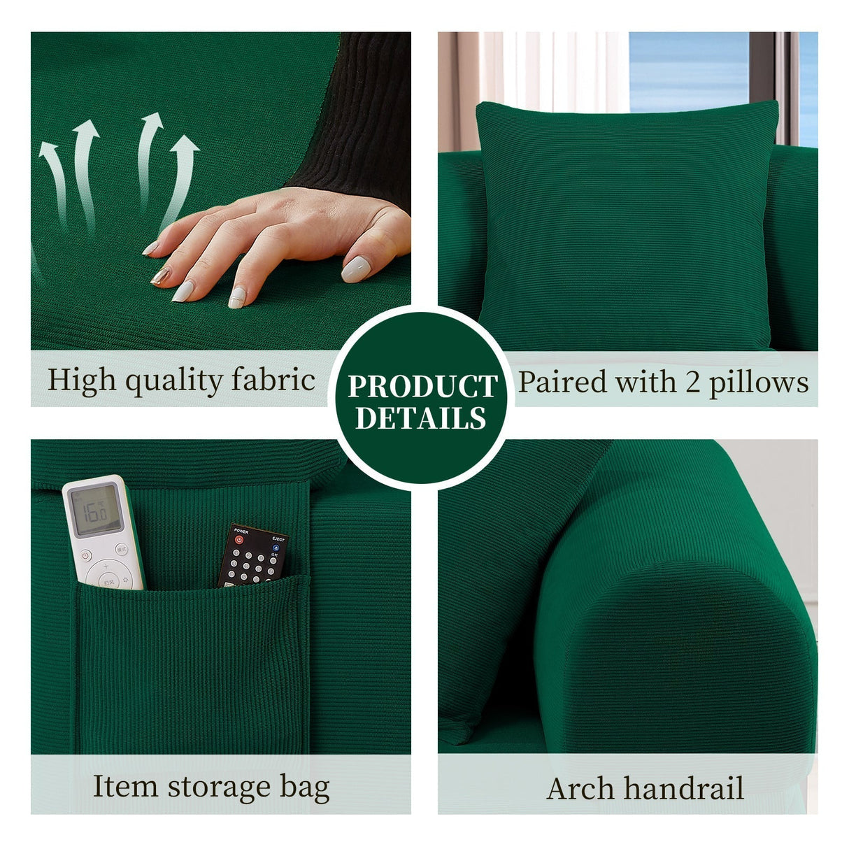 Spring Sofa with High-Quality Fabric Green