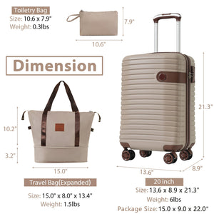 3 Piece Carry-On Luggage Set