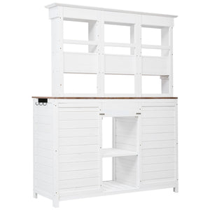TOPMAX 65.7'' Tall Garden Potting Bench Table with Hutch