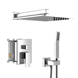 Dual Shower Head System with Rough-In Valve - Black or Pearl Silver