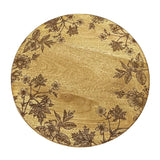 Floral etched mango wood tray (set of 2)