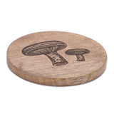 Mushroom etched mango wood coaster (set of 4)