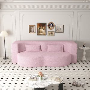 Modern Floor Sofa with 2 Pillows, Convertible Teddy Fabric Foam Filled Bed