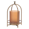 Amber glass candle holder with arched frame 11.25"h