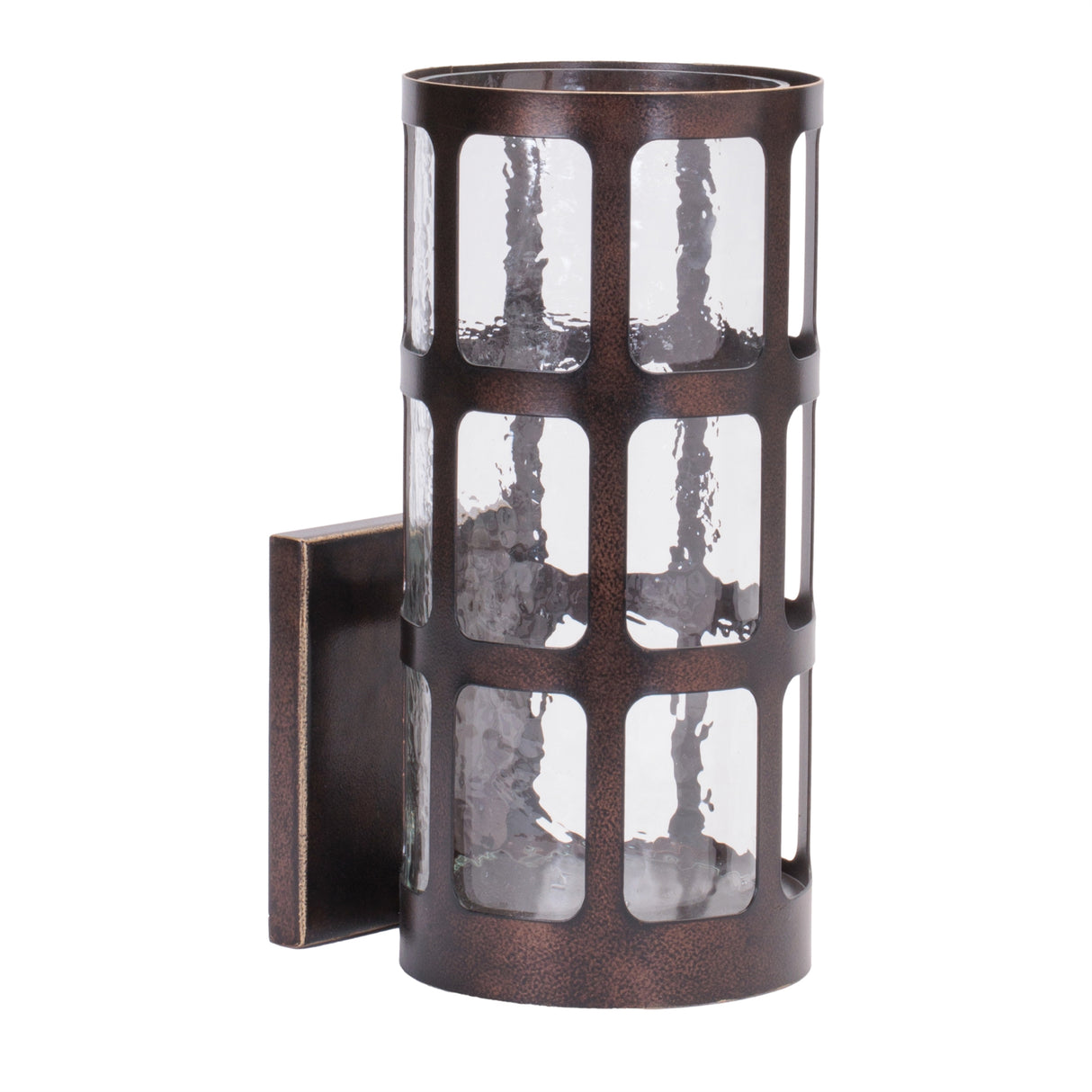 Metal wall sconce with glass insert 10.75"h