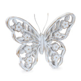 White washed floral butterfly décor (set of 2)
