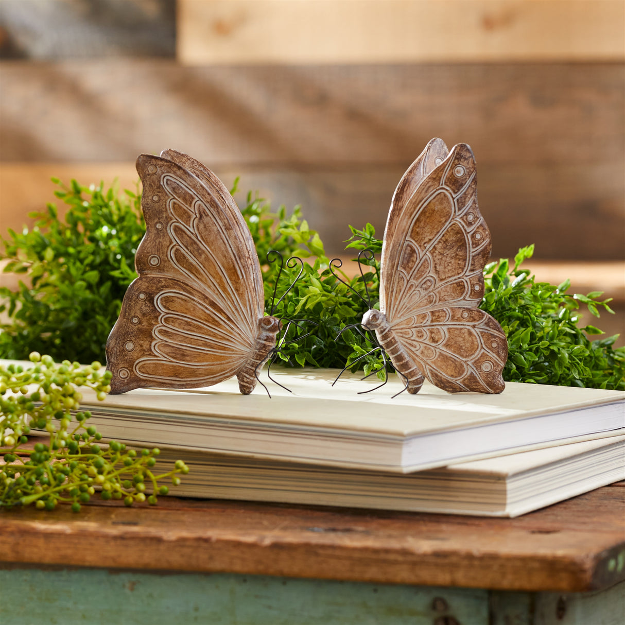 Etched butterfly shelf sitter (set of 4)