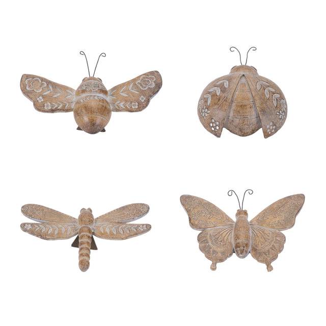 Floral-etched-insect-shelf-sitter-(set-of-4)-Decorative-Objects
