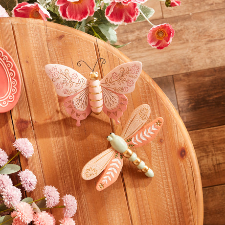 Floral etched butterfly and dragonly shelf sitter (set of 4)
