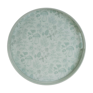 Round Mushroom and Floral Print Tray 13.5"D