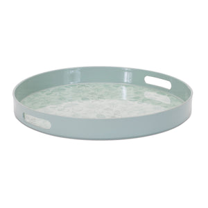 Round Mushroom and Floral Print Tray 13.5"D