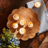 Mango wood flower bowl on pedestal 9"d