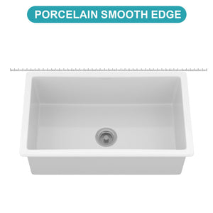 Rectangular Single Bowl Kitchen Sink With Dual Mount Installation - White