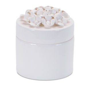 Stoneware Box with Floral Lid Accent (Set of 3)