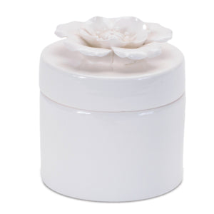 Stoneware Box with Floral Lid Accent (Set of 3)