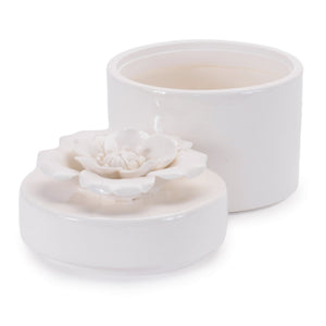 Stoneware Box with Floral Lid Accent (Set of 3)
