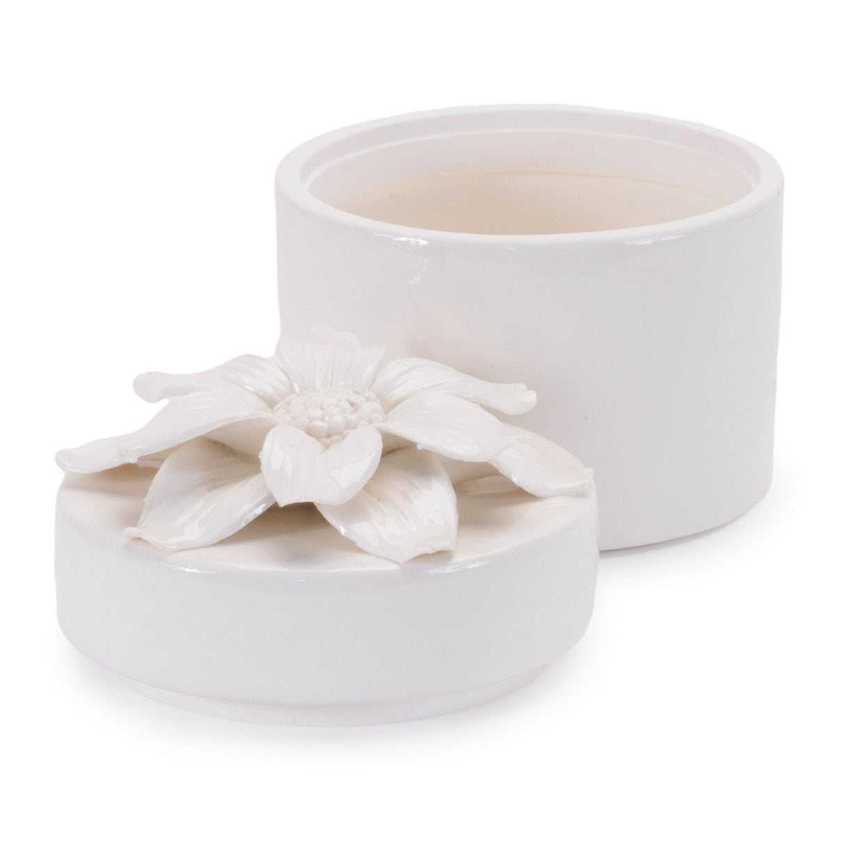 Stoneware Box with Floral Lid Accent (Set of 3)